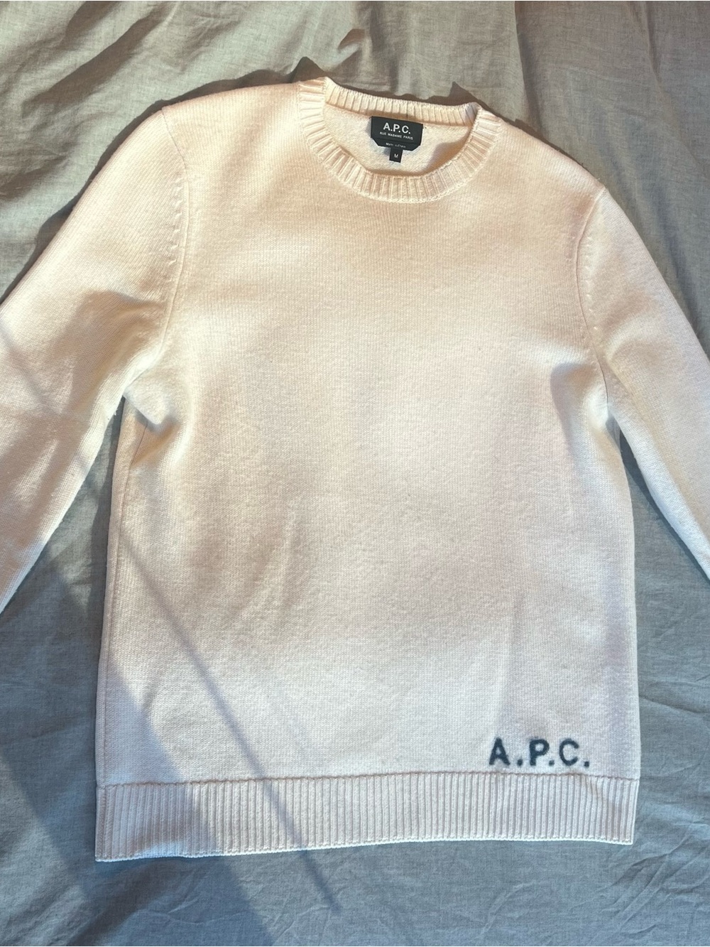 A.P.C. Men's Cream Crewneck Sweater